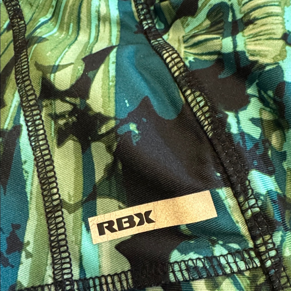 RBX Blue/Green/Black Leggings Mesh sides and Bottoms Sz SP Like New Activewear - Picture 7 of 7